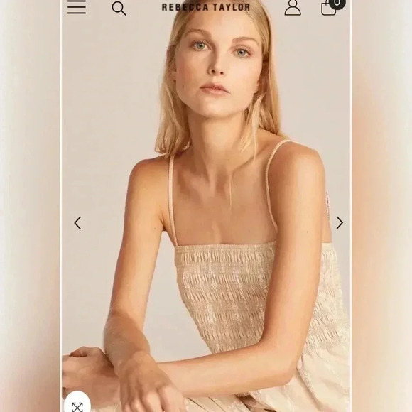 REBECCA TAYLOR
Tulip Smocked Jumpsuit in Color Marzipan Combo $295 Size M - Picture 5 of 7